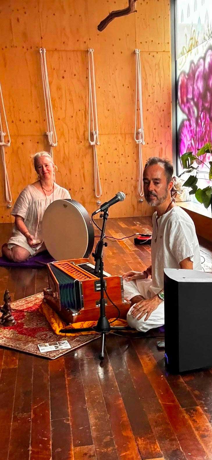 Sound healing gathering with singing bowls